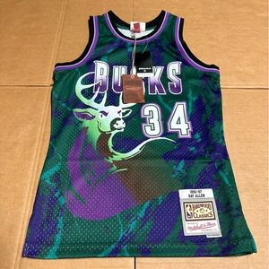 MITCHELL & NESS TEAM MARBLE SWINGMAN JERSEY MILWAUKEE BUCKS 1996 RAY ALLEN Small